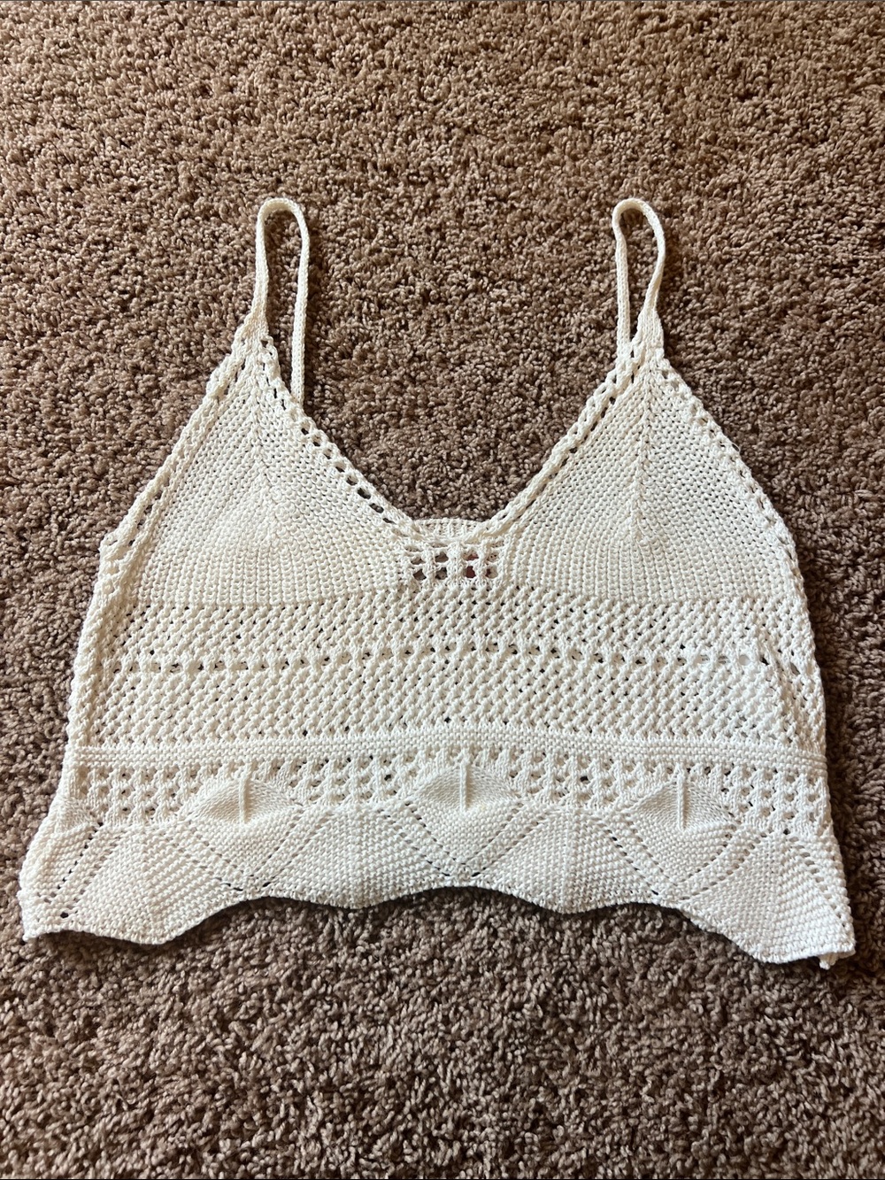 Pilcro Cream Crochet Knit Cami